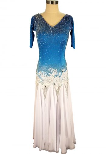Cashay designer latin dress | Blue Fire Front